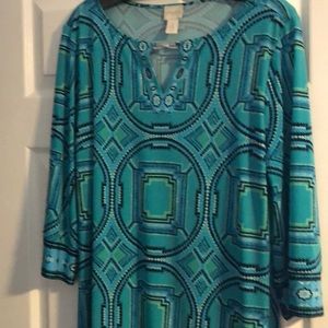 Printed jersey long sleeve dress